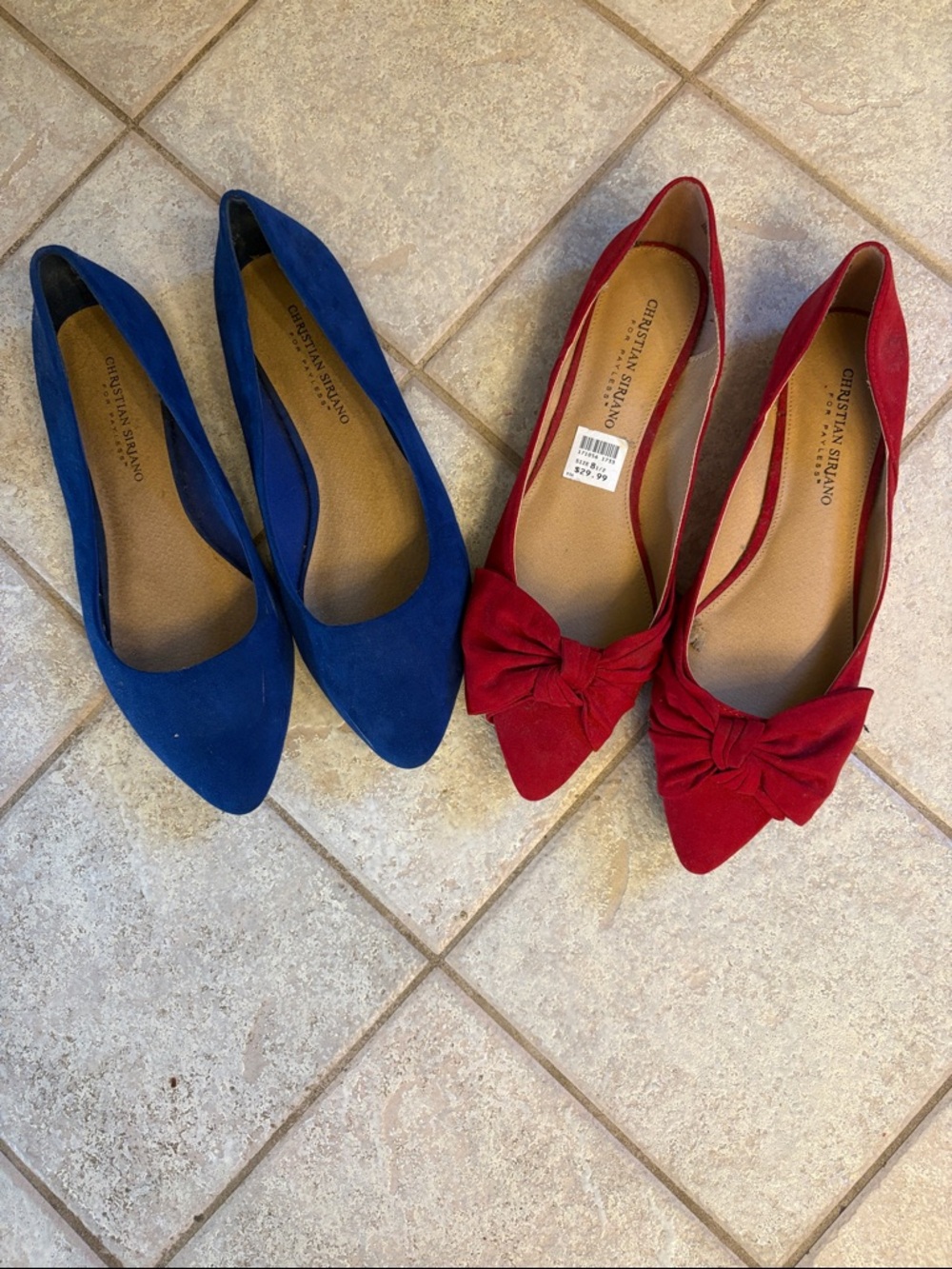 Christian Siriano Red Bow Pointed Flats & Blue Pointed Flats